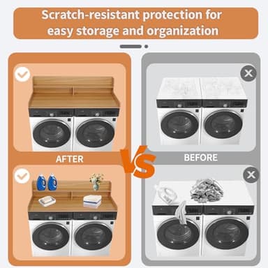 Washer Dryer Countertop Laundry Countertops Counter Top for Washer and Dryer Washer Dryer countertop with Shelf Laundry Countertop Over Washer and Dryer (Light Walnut) 54″×27.5″×12″ - Image 3