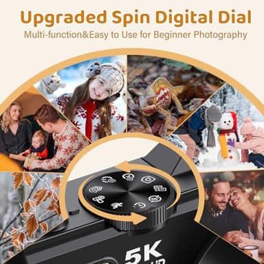 5K Digital Camera for Photography - WiFi 75MP Vlogging Cameras for YouTube - UHD Autofocus Video Camera 3" 180° Flip Screen with 18X Zoom - Compact Vlog Travel Camara with 32GB SD Card, 2 Batteries - Image 7