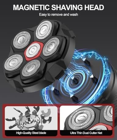 Head Shavers for Bald Men, 10000 RPM High-Speed 6D Magnetic Razor, IPX8 Waterproof Wet/Dry Shaving, Hypoallergenic Blades, LED Display & Storage Case - Image 6