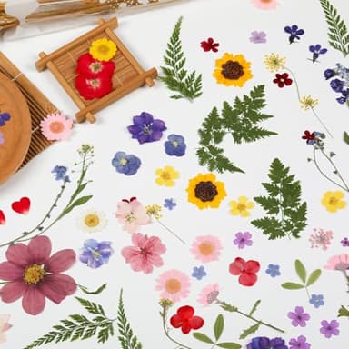 86 Pcs Dried Pressed Flowers Natural Pressed Wildflower for Crafts Scrapbooking Resin, Small Dried Flowers and Green Leaf Fits for Holiday Decor Vacuum Package - Image 4