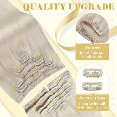 Ve Sunny Clip in Human Hair Extensions Blonde Clip in Hair Extensions, Real Hair Extensions Clip in Human Hair, Long Straight Hair Extensions Clip ins 24inch 7pcs 120g - Image 2