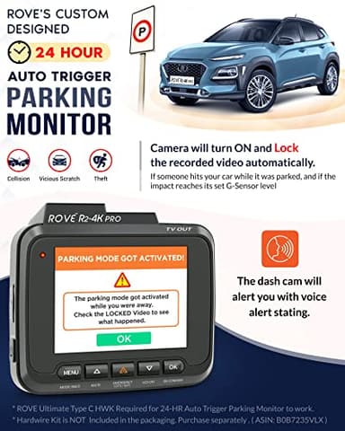 ROVE R2-4K PRO Dash Cam, Built-in GPS, 5G WiFi Dash Camera for Cars, 2160P UHD 30fps Dashcam with APP, 2.4" IPS Screen, Night Vision, WDR, 150° Wide Angle, 24-Hr Parking Mode, Supports 512GB Max - Image 5