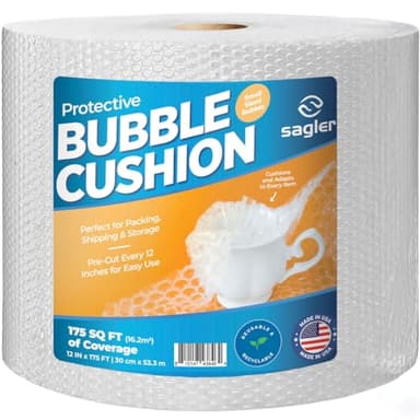 Bubble cusion for Packing & Moving - 12" Width X 175 FT - Bubble cusion for Moving, Extra Protection for Shipping, Packaging Boxes & Mailers, Perforated Every 12 IN, Clear Cushioning Wrap - Image 1