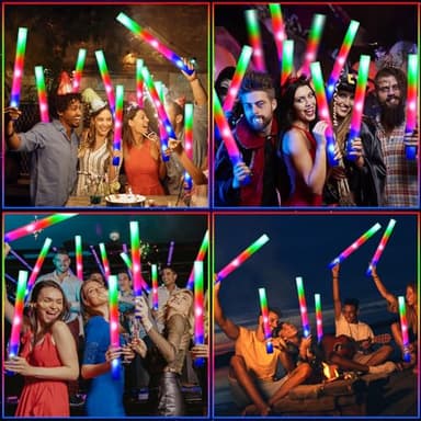 OLUPP 102 PCS Led Foam Sticks, Bulk Glow Sticks with 3 Colors Flashing, Light Up Baton Wands for Kids, Glow Sticks Party Supplies for party, Wedding, Raves, Concert, Camping, Sporting Events - Image 6