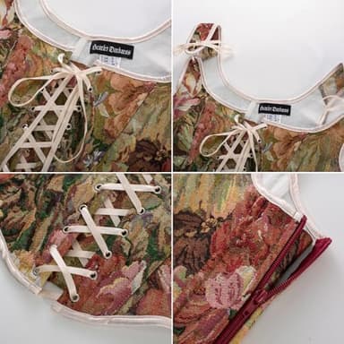 Scarlet Darkness Women Summer Floral Print 1920S Renaissance Corset Fishbone Bodice Red Floral Size 16 - Image 8