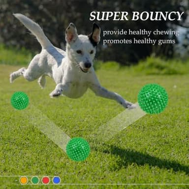 Ousiya Dog Balls 4.5” Squeaky Dog Toys Spikey Ball for Aggressive Chewers Heavy Duty Teething Large Medium Durable Dogs Balls (4 Pack) - Image 7