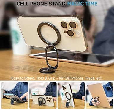 Doflyesky Magnetic Phone Ring Holder for iPhone, Double Adjustable Gym Phone Grip Holder and Stand Removable for Magsafe Case, iPhone 16 15 Pro Max Plus SE, Compatible with Magnetic Car Mount - Image 5