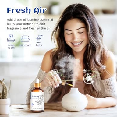 HIQILI Jasmine Essential Oil, Pure & Natural Jasmine Oil for Diffuser, Perfume, Shampoo, Aromatherapy - Image 2