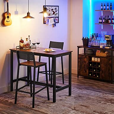 VASAGLE Bar Stools, Set of 2 Bar Chairs, Tall Bar Stools with Backrest, Industrial in Party Room, Rustic Brown and Black ULBC070B01 - Image 2