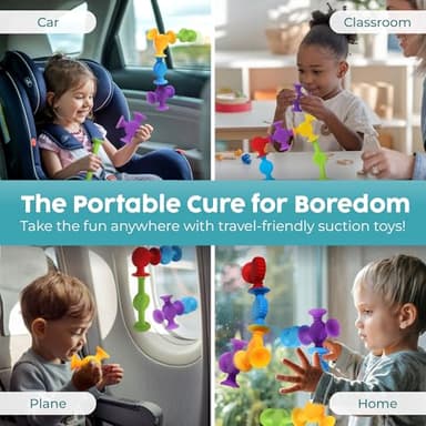 BUNMO Bath Toys Suction - Connect, Build, Create - Toddler Bath Toys - Hours of Fun & Creativity - Fine Motor Skills - Stimulating Sensory Toys - Non-Mouthable Toy 3+ - Textured 10 Pack - Image 8