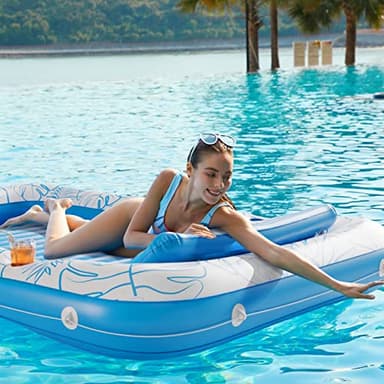 Jasonwell Inflatable Tanning Pool Lounger Float 4 in 1 Sun Tan Tub Sunbathing Lounge Raft Floatie Toys Water Filled Bed Mat Pad for Kids Adult Blow Up Kiddie Ball Pit Pool (XL) - Image 3