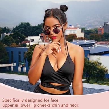 Facial Hair Remover for Women - as Seen on TV Painless Face Shaver - Electric Hair Removal Device for Face Lips Peach Fuzz with Light (Blue) - Image 5