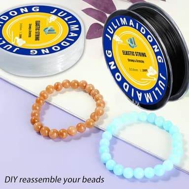 0.8mm Elastic Bracelet String Cord, Crystal Stretch Bead Cord for Bracelets Jewelry Making, Clear Stretchy Elastic String for Beading, Transparent Thread (0.8MM/200ft - Image 4