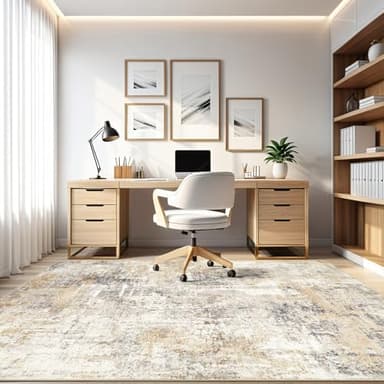Area Rugs 9x12 Living Room: Washable Large Abstract Modern Soft Rugs Stain Resistant Indoor Floor Non Slip Accent Carpet for Bedroom Nursery Playroom Office Dining Room Dorm Home Decor- Gray Gold - Image 8