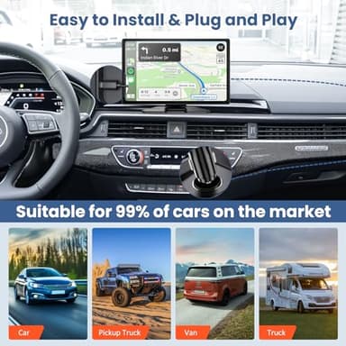 9"Portable Carplay Screen for Car, Wireless Car play & Android Auto Touchscreen with 4K Dash Cam, 1080P Backup Camera, GPS Navigation, Mirror Link, Voice Control, FM, Siri, Bluetooth for All Vehicles - Image 6