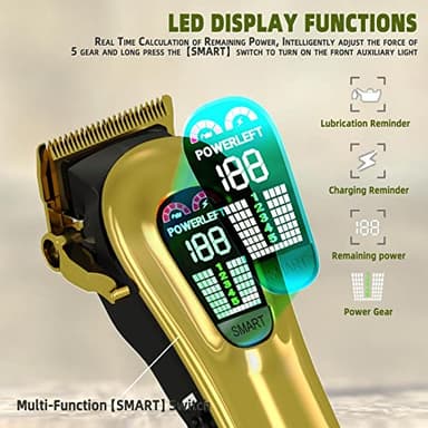 TCMKY Hair Clippers for Men Professional Hair Trimmer for Men Cordless&Corded Barber Clippers for Hair Cutting & Grooming.Rechargeable Hair Trimmer Kit for Household (Golden) - Image 5