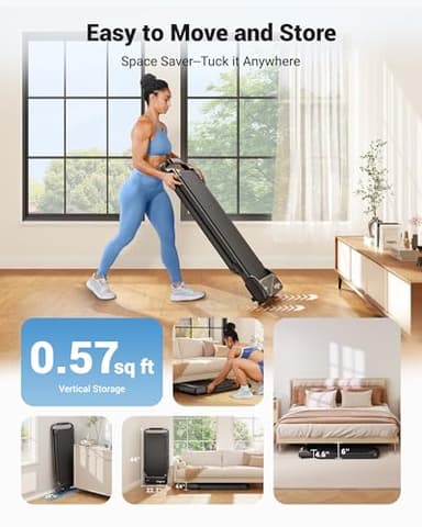 THERUN Walking Pad, 2 in 1 Foldable Treadmills for Home, 2.5HP Under Desk with Handle Bar, 16" Widened Running Belt, with Remote Control - Image 6
