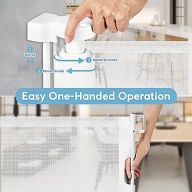 75 Inch Extra Wide Baby Gate for Wide Openings Indoor Outdoor Retractable Baby Gates Extra Wide Retractable Dog Gate Long Pet Gate Dog Gates for The House Extra Wide Child Gates for Doorways, White - Image 5