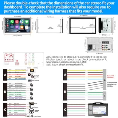 [Upgrade Wireless] 7" Double Din Car Radio with Wireless Apple CarPlay and Android Auto, Bluetooth 5.3 Car Play, 240W 4.2-Channel Audio Output, Mirror Link, Backup Camera, AM/FM Car Stereo - Image 6