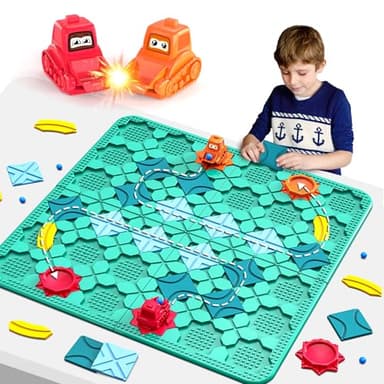 STEM Logic Road Builder Toys: Board Games Toys for 5 Year Old Kids Montessori Brain Teaser Puzzles Educational Learning Activities Toy for Kid Ages 3 4 6-8 12 Boys Girls Gifts (Blue, 50PCS) - Image 1