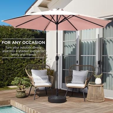 Best Choice Products 10ft Outdoor Steel Polyester Market Patio Umbrella w/Crank, Easy Push Button, Tilt, Table Compatible - Rose Quartz - Image 3