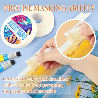 ZARBRE Artist Tape, White Art Tape for Watercolor Paper, Medium Tack Masking Drafting Tape for Painting Canvas Framing, Acid-Free, 0.5in x 164FT Long - Image 3