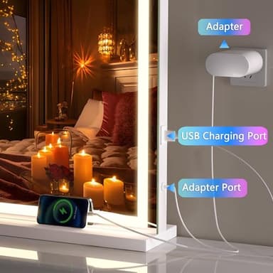 Hasipu Vanity Mirror with Lights, 40" x 30" LED Makeup Mirror, Lighted Makeup Mirror with Dimmable 3 Modes, Touch Screen Control Vanity Mirror Square White - Image 8