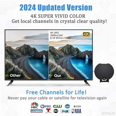 JOINUS TV Antenna, TV Antenna Indoor, HD TV Antenna for Smart TV and Old TV,TV Antenna for Local Channels,Support 4K 1080p with Signal Booster Antenna TV Digital HD Indoor, 18FT Coax HDTV Cable - Image 2