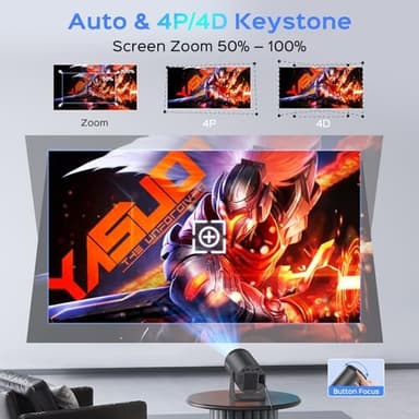 Mini Projector With WiFi and Bluetooth, 180 Rotatable Portable, 150" Smart With Android TV 11, 1080P Support Decoding Projectors 4K, 2.4G/5G WiFi6, Auto Keystone for Home Outdoor Proyector, Iron Grey - Image 5