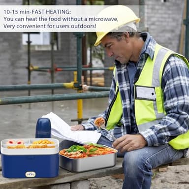 Electric Lunch Box for Adults, 2.8L Liters Double Layer Food Warmer Lunch Box, Lonchera Eléctrica Portátil, 80W Faster Food Warmer for Car/Truck/Office/Home With Fork & Spoon & Bag and 0.45L Fruit Box - Image 3