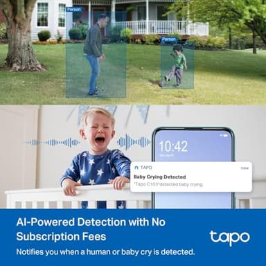 Tapo 2K 3MP Pan/Tilt Indoor/Outdoor Security Camera, Free Person/Baby Cry Detect & Motion Track, 360° Track, Color Night Vision, SD/Cloud Storage, Works w/Alexa & Google Home, HybridCam 360 - Image 5