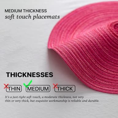 Round Placemats Set of 6 Woven Placemats Washable Braided Table Mats for Dining Table Heat Resistant Non-Slip Circle Place Mats(Pink) - Image 8