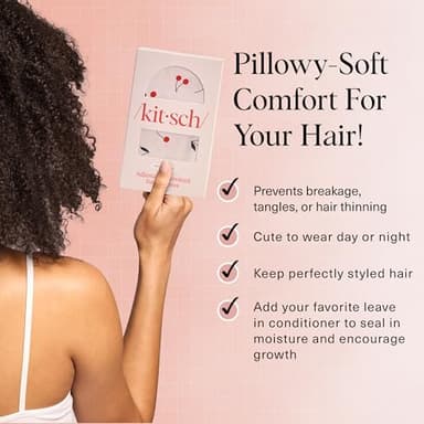 Kitsch XL Satin Bonnet for Sleeping - Softer Than Silk Bonnet For Sleeping Women - Secure Fit, Adjustable, Night Cap For Curly & Textured Hair - Prevents Breakage, Tangles & Thinning - Cherry Print - Image 2