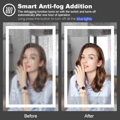 Amorho LED Bathroom Mirror 60'' X36'' with Front and Backlight, Large Dimmable Wall Mirrors with Anti-Fog, Shatter-Proof, Memory, 3 Colors, Double LED Vanity Mirror - Image 5