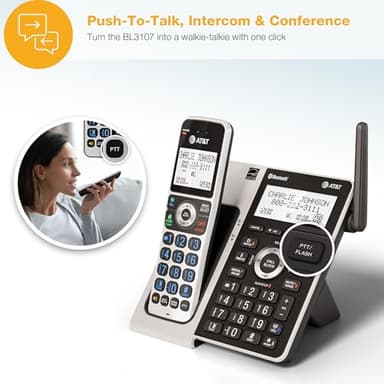 AT&T Cordless Phone 5 Handset with Bluetooth, Landline Phones for Home, Answering System, Smart Call Blocker, DECT 6.0 Extended Range, 2" Backlit Screen, Lighted Keypad with Big Buttons, BL3107-5 - Image 7