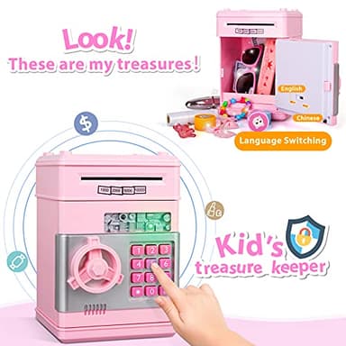 Kids Piggy Bank for Girls - Toys for 5 6 7 8 9 10 Year Old Girl Birthday Gifts - Electronic Piggy Bank ATM Machine Money Safe for Kids Toys Age 6-8-10 - Image 5