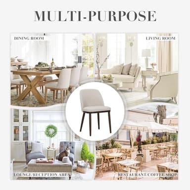 COLAMY Upholstered Dining Chairs Set of 4, Modern Kitchen Chairs with Back, Fabric Side Dining Room Chairs with Wood Legs for Kitchen Dining Room Restaurant, Beige - Image 7