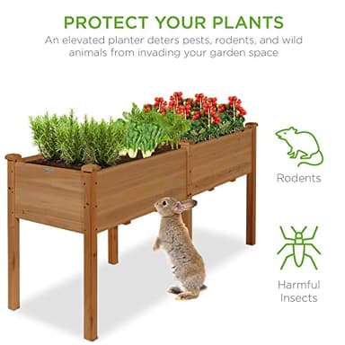 Best Choice Products 72x24x30in Raised Garden Bed, Elevated Wood Planter Box Stand for Backyard, Patio, Balcony w/Divider Panel, 6 Legs, 300lb Capacity - Acorn Brown - Image 6