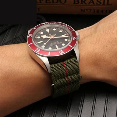 Nizonlaie Elastic Nylon Watch Band French Troops Paratrooper Military Parachute Style 18mm 20mm 22mm Hook-and-Loop Premium Striped Fabric Nylon Replacement Watch Strap for Men Women - Image 6