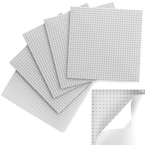 Pokiiulk Classic Baseplates, Peel and Stick Base Plates for Building Bricks, Compatible with Major Brands, Self-Adhersive Base for Bricks 10" x 10", 6 Pack Grey… - Image 1