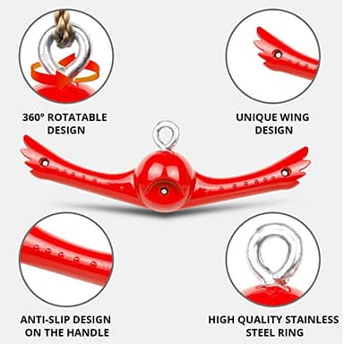 Ninja-Twister Swing Spins Set: Slackline Attachments - 360° Handle Twist-Spin Flips Toy Activate Ninja Powers Warrior Accessories Kids Hang Toys for Playground Backyard, Red - Image 3