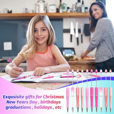 DASTTUIS 300 Pieces DIY Beadable Pen Kit – 100 Plastic Ballpoint Pens with Refills & Bags – School Supplies, Office Accessories & Decorative Items for Students & Teachers (Pink) - Image 5