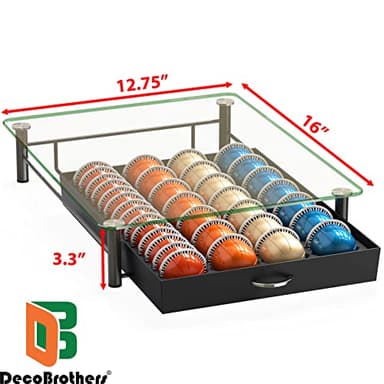 DecoBrothers Crystal Tempered Glass Vertuo Pod Holder Drawer, 28 Large or 56 Small Nespresso Capsule Organizer, Black - Image 3