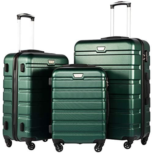 Coolife Luggage 3 Piece Set Suitcase Spinner Hardshell Lightweight TSA Lock (dark green3) - Image 1