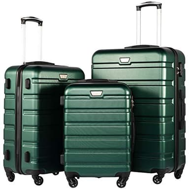 Coolife Luggage 3 Piece Set Suitcase Spinner Hardshell Lightweight TSA Lock (dark green3) - Image 1