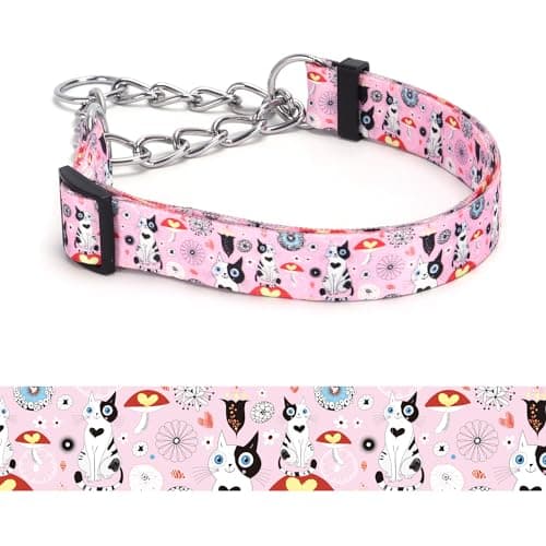haoyueer Martingale Dog Collar - Stainless Steel Chain, No Pull Training Collar with Flower Design for Large Medium Small Dogs (15, S) - Image 1