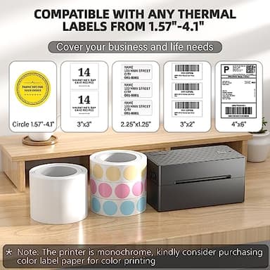 PEDOOLO Label Printer, Bluetooth Shipping Label Printer with Black Label Holder, 4x6 Thermal Printer for Shipping Packages, Compatible with Android, iOS, Windows, Mac, Chromebook, Amazon, Ebay, UPS - Image 2