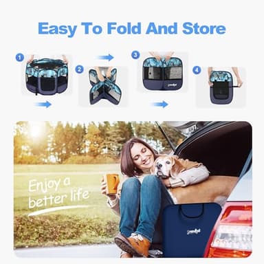 Grandtail Extra Large Dog Playpen, Portable Pet Play Pen for Cat, Puppies, Foldable Large-Capacity Pet Playpen for Indoor/Outdoor Dog House (Blue, 55" x 30", 8 Panels) - Image 3