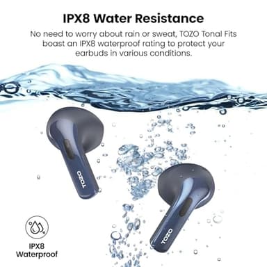 TOZO T21 Wireless Earbuds Bluetooth 5.3 in Ear Headphones Dual Mic Call Noise Cancelling IPX8 Waterproof 44H Playback Stereo Sound with LED Display Wireless Charging Case 32 EQs via APP Blue - Image 8
