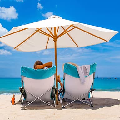 HAUSHOF High Back Beach Chair, Mesh Back Folding Chair, Lightweight Low Seat Camping Chairs with Cup Holder, Carry Bag, Padded Armrest for Outdoor Beach Lawn Camping Picnic Festival - Image 3